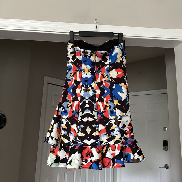 PINKO Italian Designer Strapless Print Cocktail Party Dress Made In Italy US 8 - Picture 3 of 12